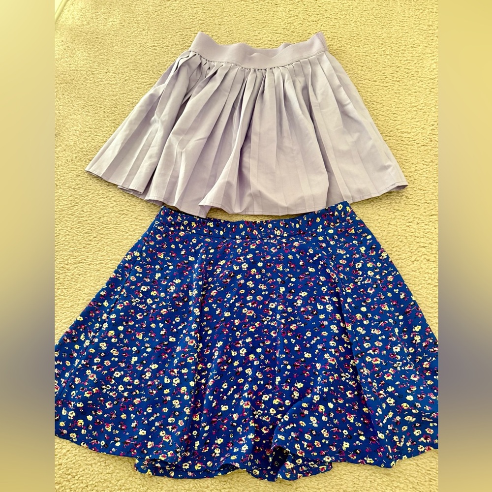 Lush Floral Blue and Lavender Skirt Set